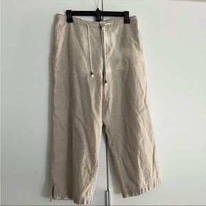 Vintage Columbia linen crop Pants M wide leg culotte